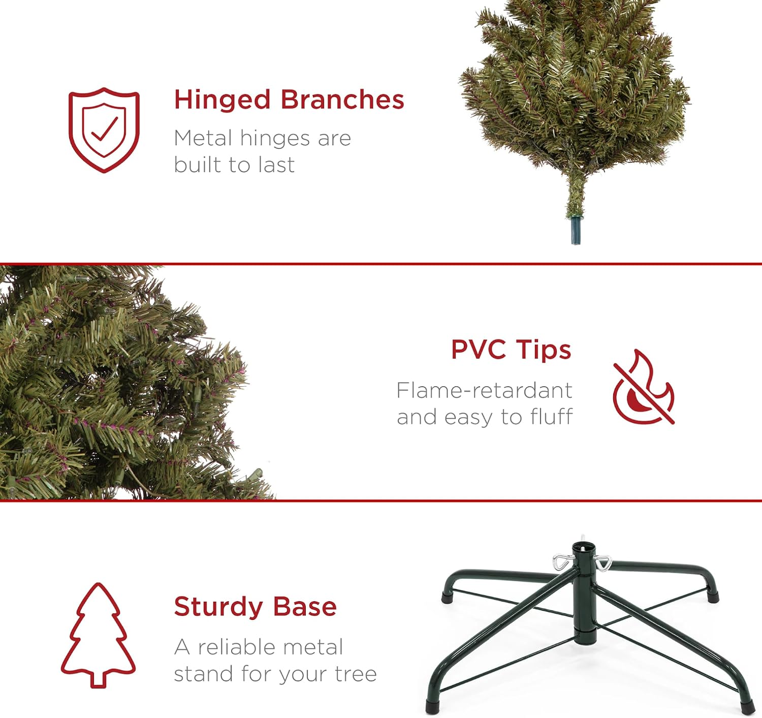 🎄Árbol de Navidad Artificial de 7 pies｜Abeto Realista ramas densas, montaje rápido y base de metal resistente