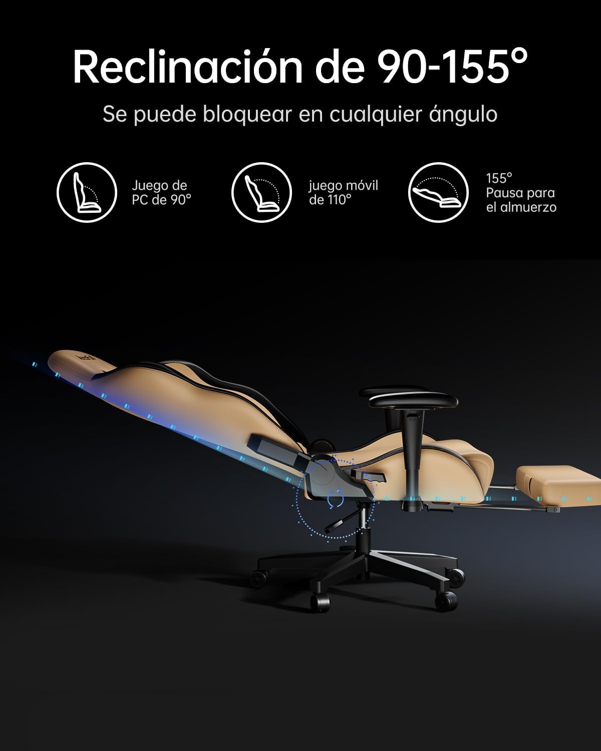 AutoFull C3 Silla Gaming, Silla de Carreras con Soporte Lumbar Ergonómico, Respaldo Alto Ajustable y Reposapiés en Cuero PU para Computadora,Negro