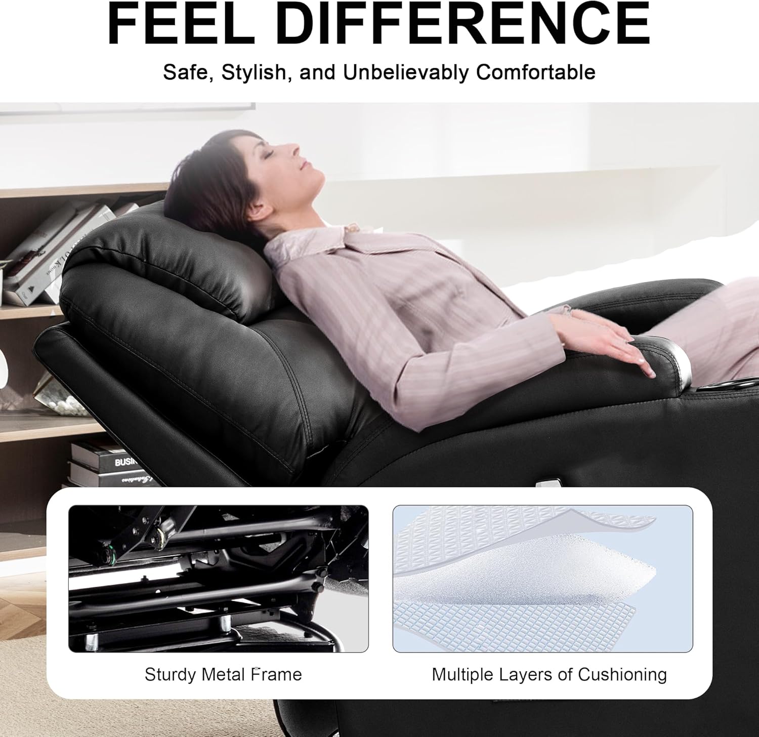 Korser Silla reclinable con masaje y calor, sillas reclinables giratorias de 360° para adultos, reclinables manuales con control remoto y soporte para tazas para sala de estar, recámara, guardería