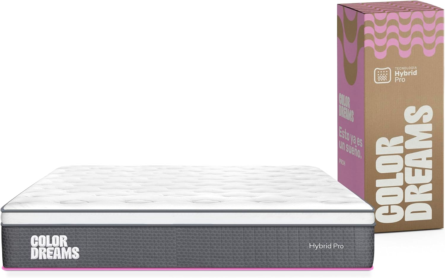 🛏️ COLORDREAMS Colchón Individual Pro Hybrid 28 cm, Híbrido Resortes Embolsados + Memory Foam Eurotop, Firmeza Media, Hipoalergénico Antiácaros, Colchón en Caja, 5 Años de Garantía