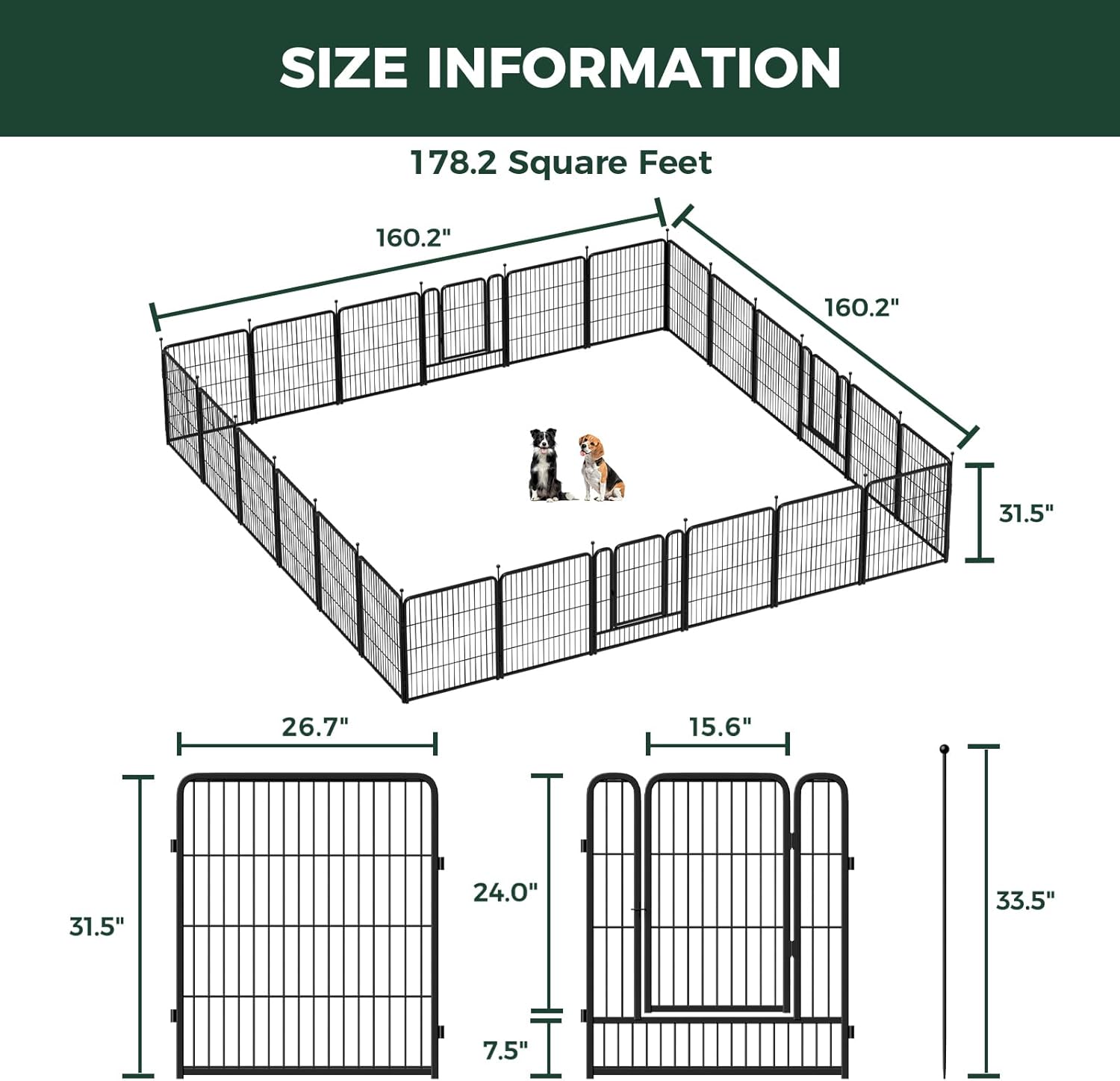 FXW Rollick Corral para Perros para Patio, RV Camping│Patentado, 24 Pulgadas 8 Paneles