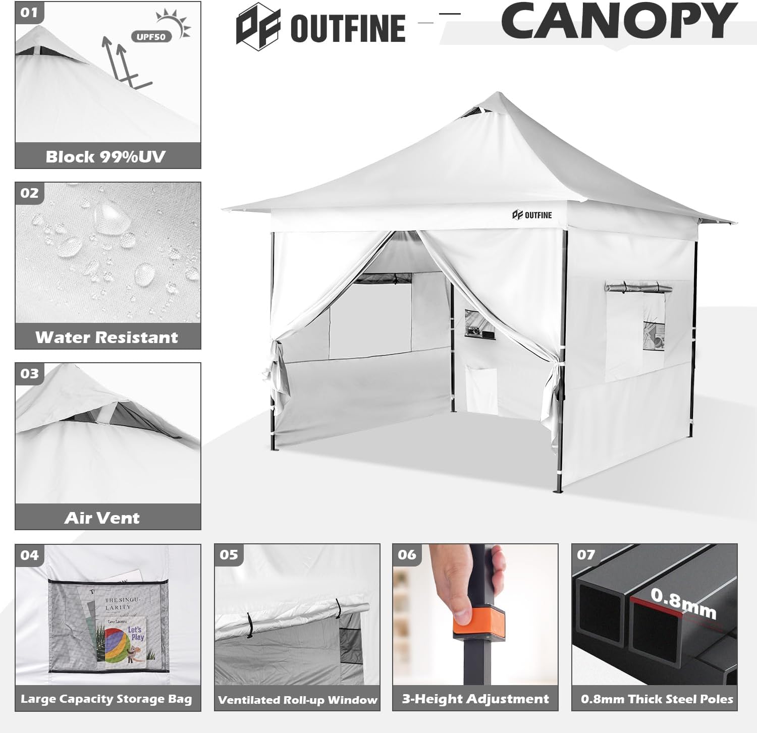 Toldo comercial resistente emergente de 12 x 12" en la parte superior y 10 x 10" en la base, marco de metal reforzado con cables de acero, bolsa con ruedas, paredes laterales x4, bolsas de arena x4, estacas para carpa x8