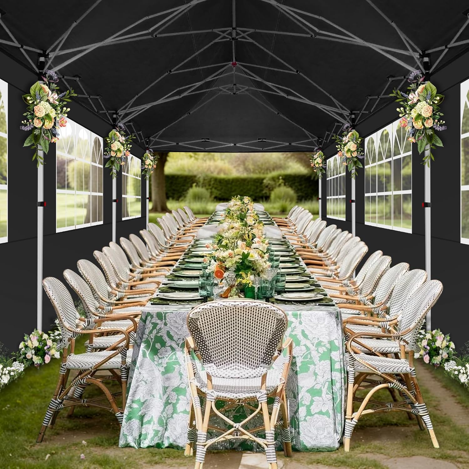 TOOLUCK Canopy - Tienda de campaña desplegable de 10 x 20 pulgadas con paredes laterales, toldo comercial impermeable Ez para exteriores, protección UV de 50 + refugio para eventos, tiendas de campaña