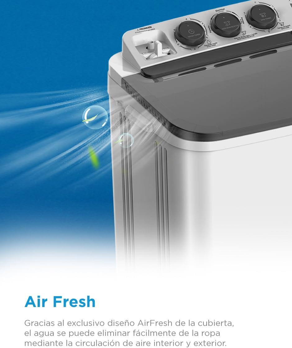 Midea MT100W110/W-MX Lavadora Semiautomática Dos Tinas Twin Force Pulsator 11Kg Blanca