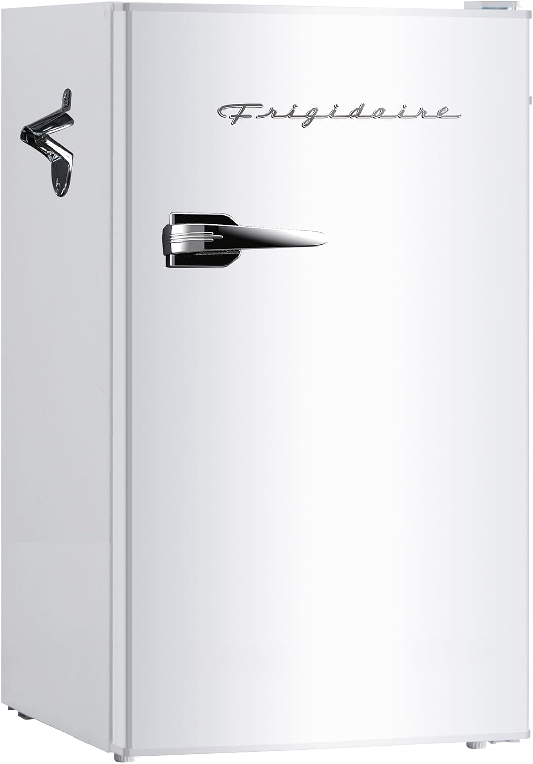 ❄️ Refrigerador compacto retro Frigidaire con enfriador, refrigerador de mostrador de 3.2 pies cúbicos con abridor de botellas incorporado, ideal para oficina, dormitorio, residencia estudiantil o cabaña