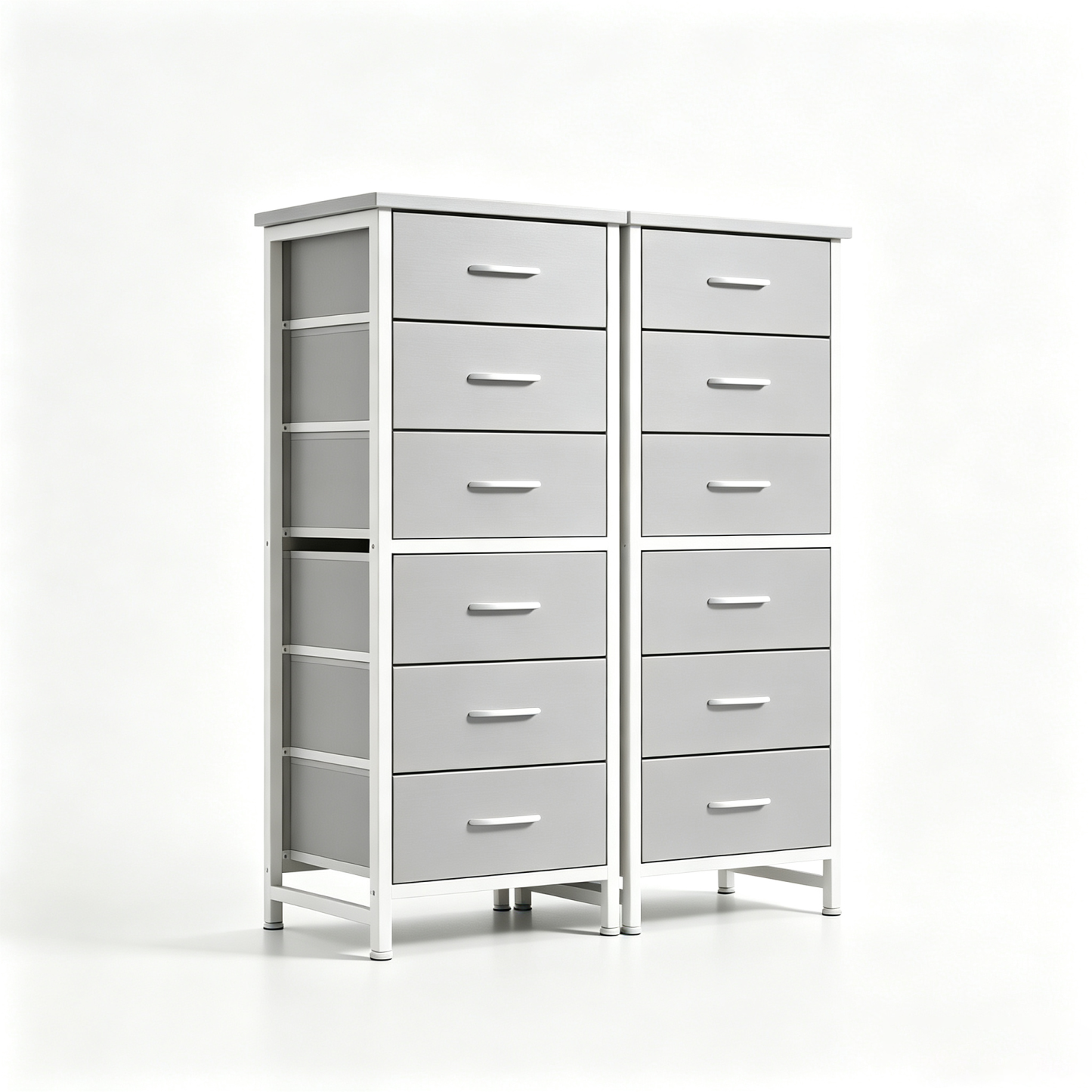 Sweetcrispy - Cómoda de Tela Alta para recámara, cómoda Delgada de 6 cajones, Torre de Almacenamiento Estrecha con Tapa de Madera y Marco de Metal, mesita de Noche Vertical para clóset, Muebles de