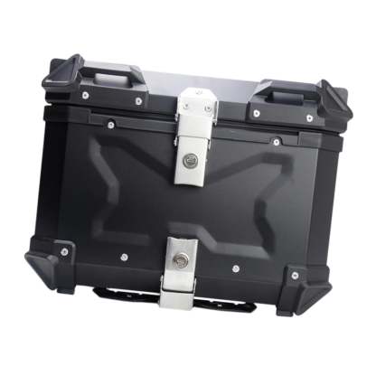 Baúl de motocicleta genérico, caja trasera, organizador de aluminio a prueba de golpes, caja para casco, baúl de almacenamiento de equipaje para 45L Plata