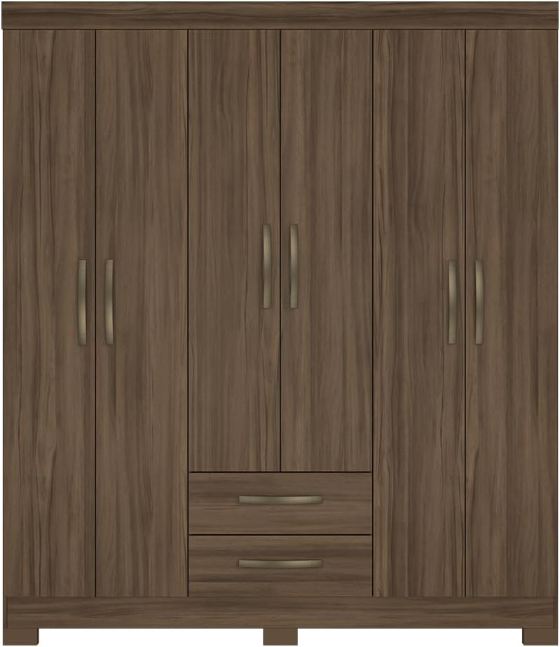 Skal Living Ropero Closet Moderno 6 Puertas y 2 Cajones NT5130 Nogal