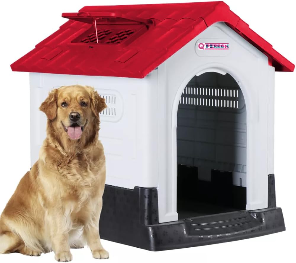 Q PERRON | Casa para Perro Grande |Plástico Alta Calidad y Durabilidad| Resistente al Exterior |Medidas 105 X 88 X 100 Cm
