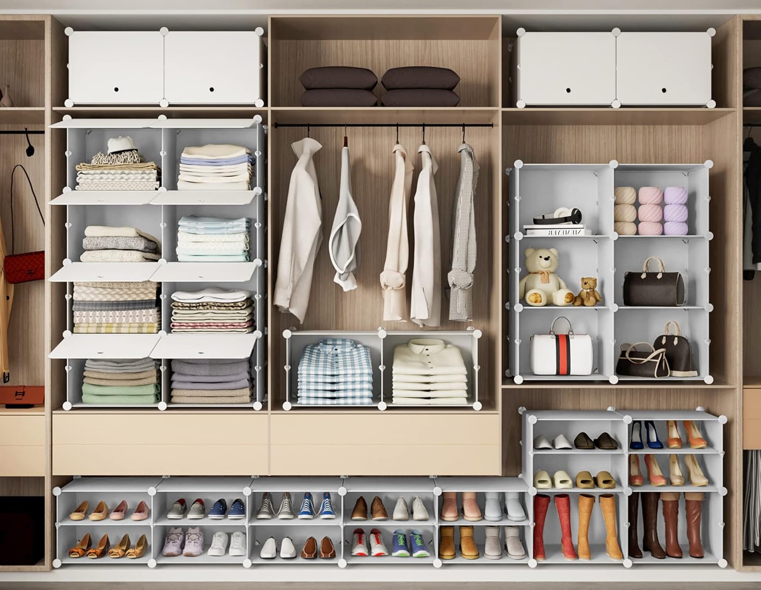 HOMIDEC - clóset de almacenamiento de zapatos, 48 pares de zapateros de 3 por 8 niveles, organizador de zapatos para ahorrar espacio, para clóset, pasillo, sala de estar, recámara, cochera (blanco)