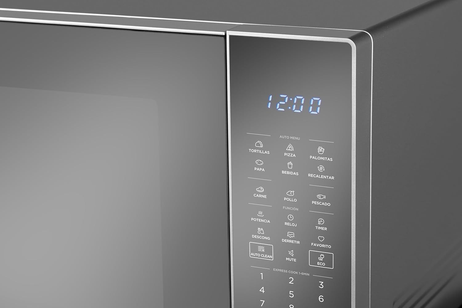 Midea MMDK14S2MG Horno de Microondas SmartECO 1.4 Pies Cúbicos 40L Silver Puerta Espejo