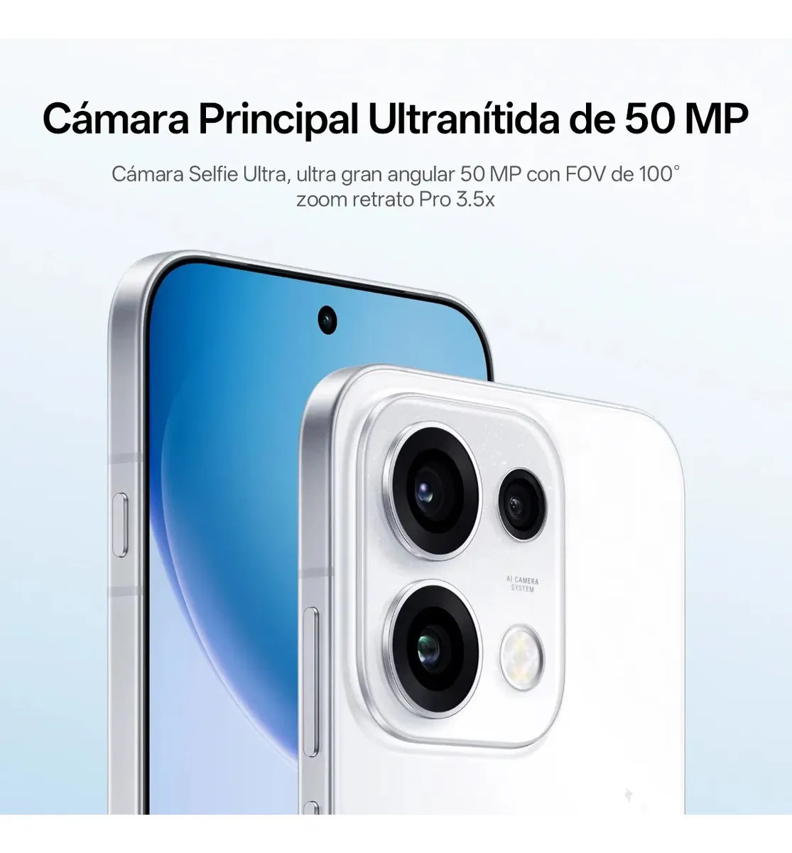 OPPO Reno 16 F 5G Blanco Celular Diseño Moderno 8GB RAM 128GB Cámara Principal 50MP Selfie 50MP Pantalla 120Hz Batería 7000mAh Carga 80W NFC ColorOS 16
