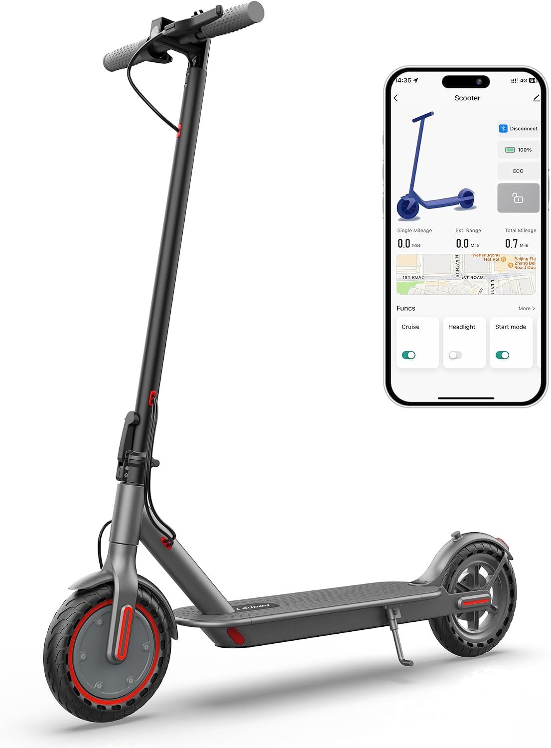 🛴 Patinete eléctrico para adultos con resistente marco de aleación de aluminio, ruedas de 8.5 pulgadas, potente motor de 700W, velocidad 30 km/h, autonomía 35 km, carga 265 LBS y control inteligente mediante App