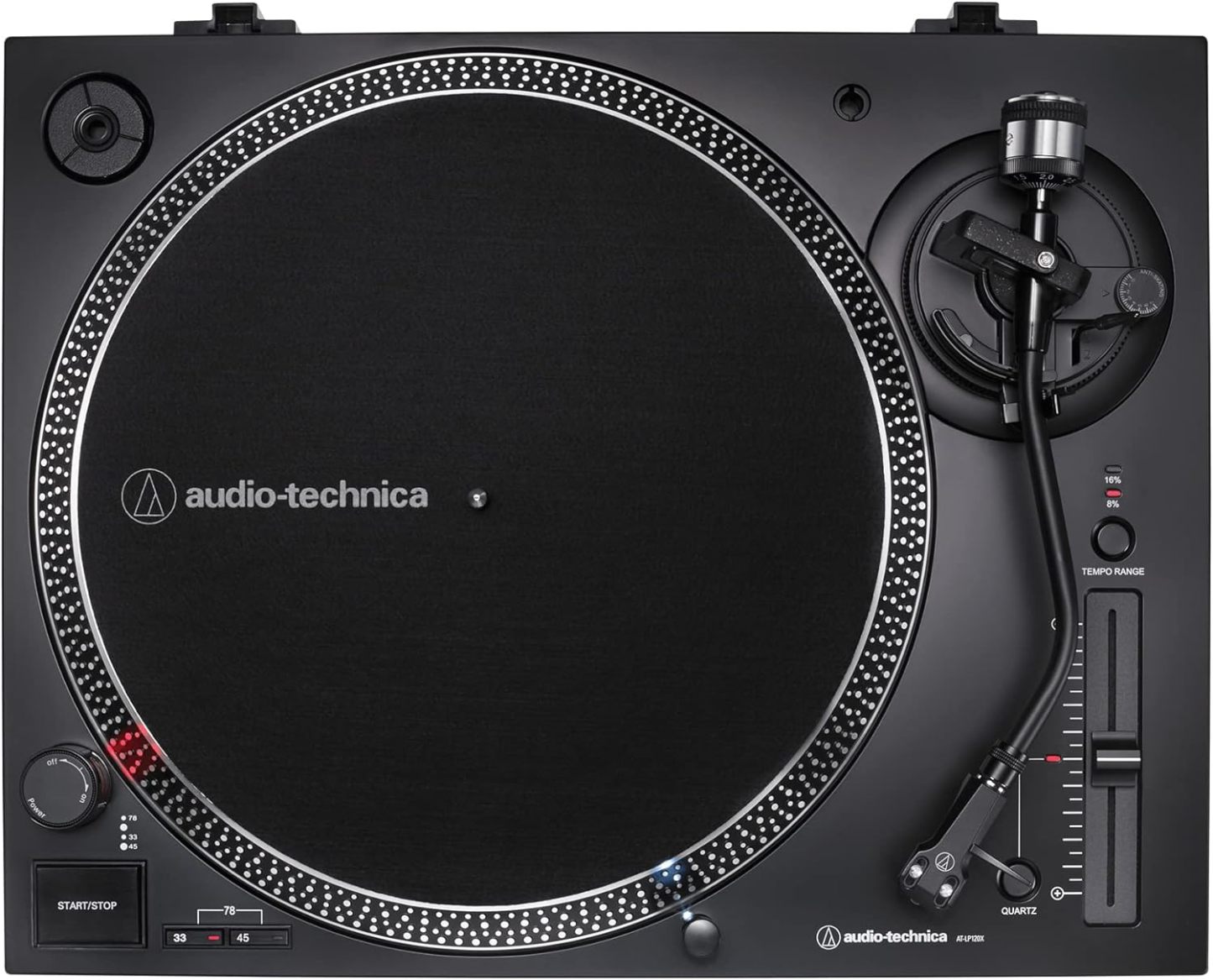 Audio-Technica - Tocadiscos AT-LP120XUSB-BK con accionamiento directo (analógico y USB), totalmente manual, alta fidelidad, 3 velocidades, convierte vinilo a digital, antipatinaje y control de tono variable, negro