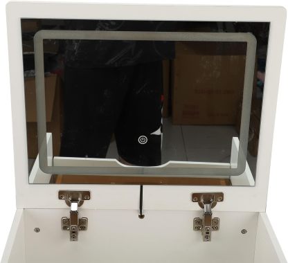 TOPINCN Tocador 3 en 1 con Espejo Abatible, Tocador de Maquillaje con Taburete Acolchado, Tocador Moderno para Dormitorio, Sala de Estar