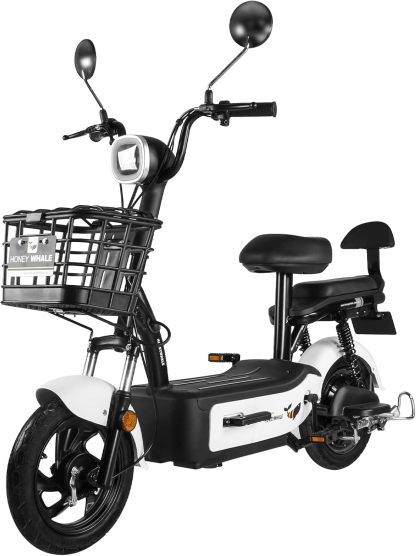 HONEYWHALE U1s Bicicleta Electrica para Adultos, Bicimoto Eléctrica con Alarma, Máxima del Motor 650W, Velocidad Máxima 31KM/H, Autonomía 60-65KM, Baterías de Gran Capacidad de 20AH, Dos Asientos