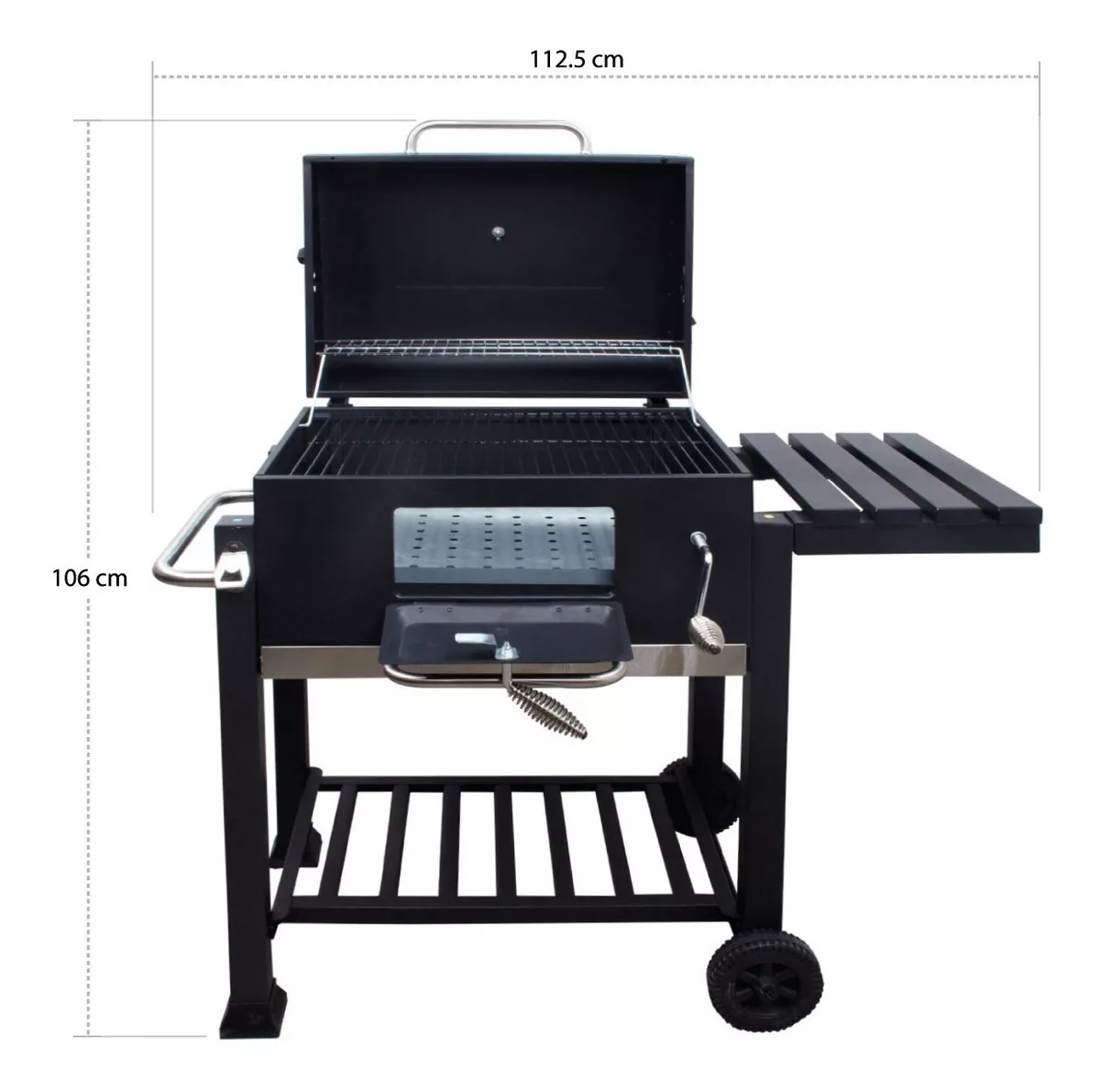 Asador Ahumador Carbon Para Carne Parrilla Resistente Acero Color Negro