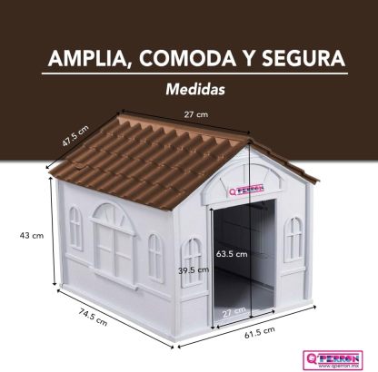 Casa Térmica para Perro Raza Grande | Incluye Puerta Metálica | 99 x 84 x 82 cm | Impermeable con Ventilación | Material Resistente al Exterior.