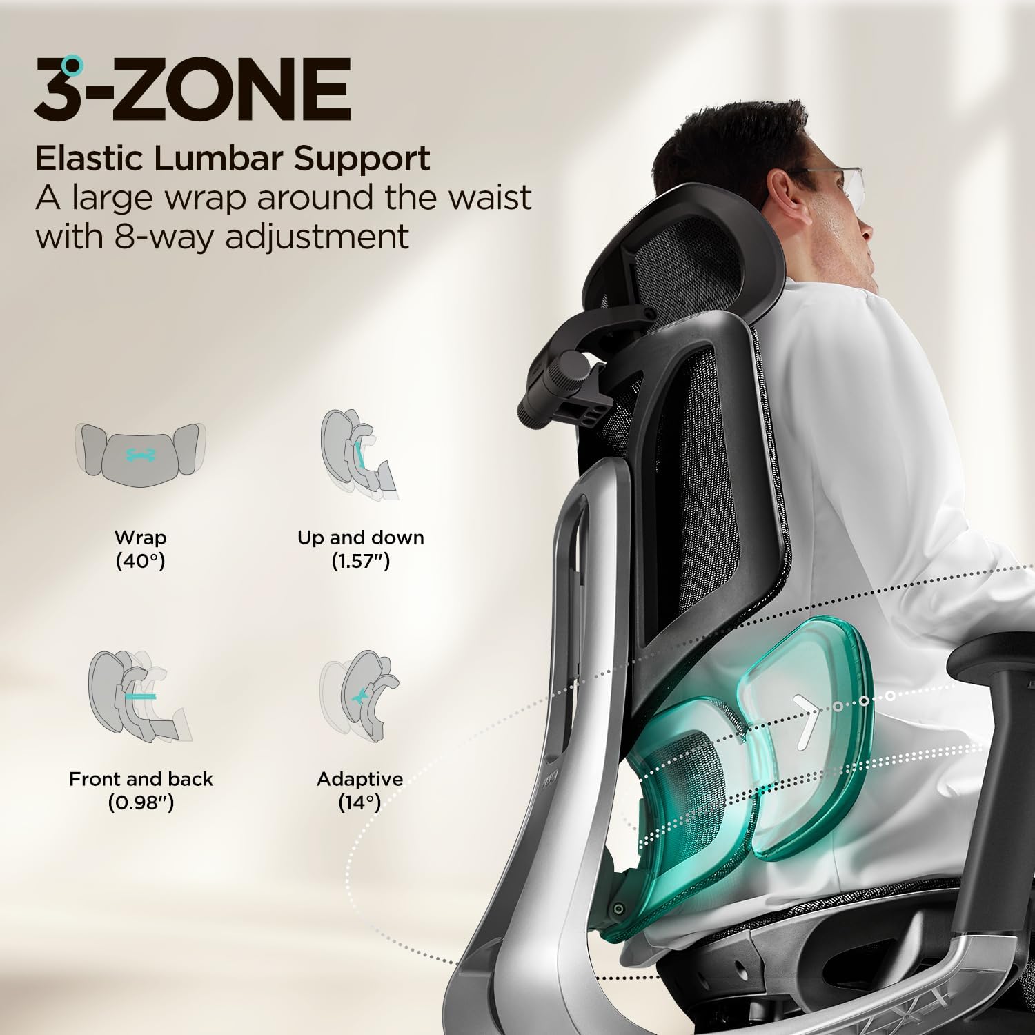 🪑Hbada E3 Air Silla de Oficina Ergonómica, Soporte Lumbar Dinámico de 3 Zonas, Reposacabezas Ajustable 3D, Reposabrazos 3D, Silla de Ordenador Giratoria
