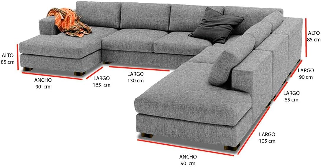 STORE MUEBLES Sala Atalia haspe Gris Derecha de 5 Piezas