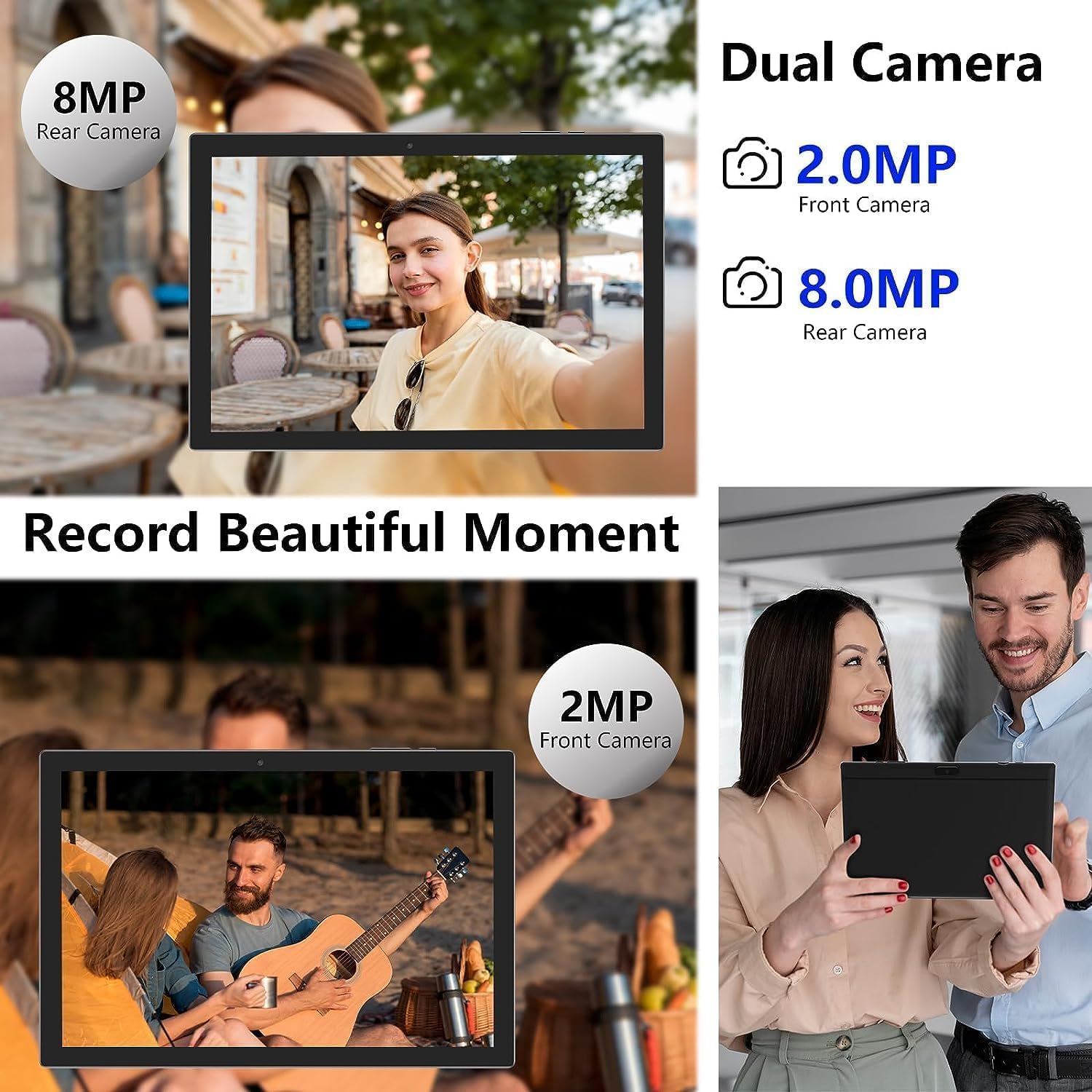 Tablet Android 15 de 10 pulgadas, 18 GB de RAM+128 GB de ROM/2 TB expandible, tabletas 2 en 1 con funda de teclado, lápiz capacitivo de mouse, procesador de cuatro núcleos de 2.0 GHz, visualización