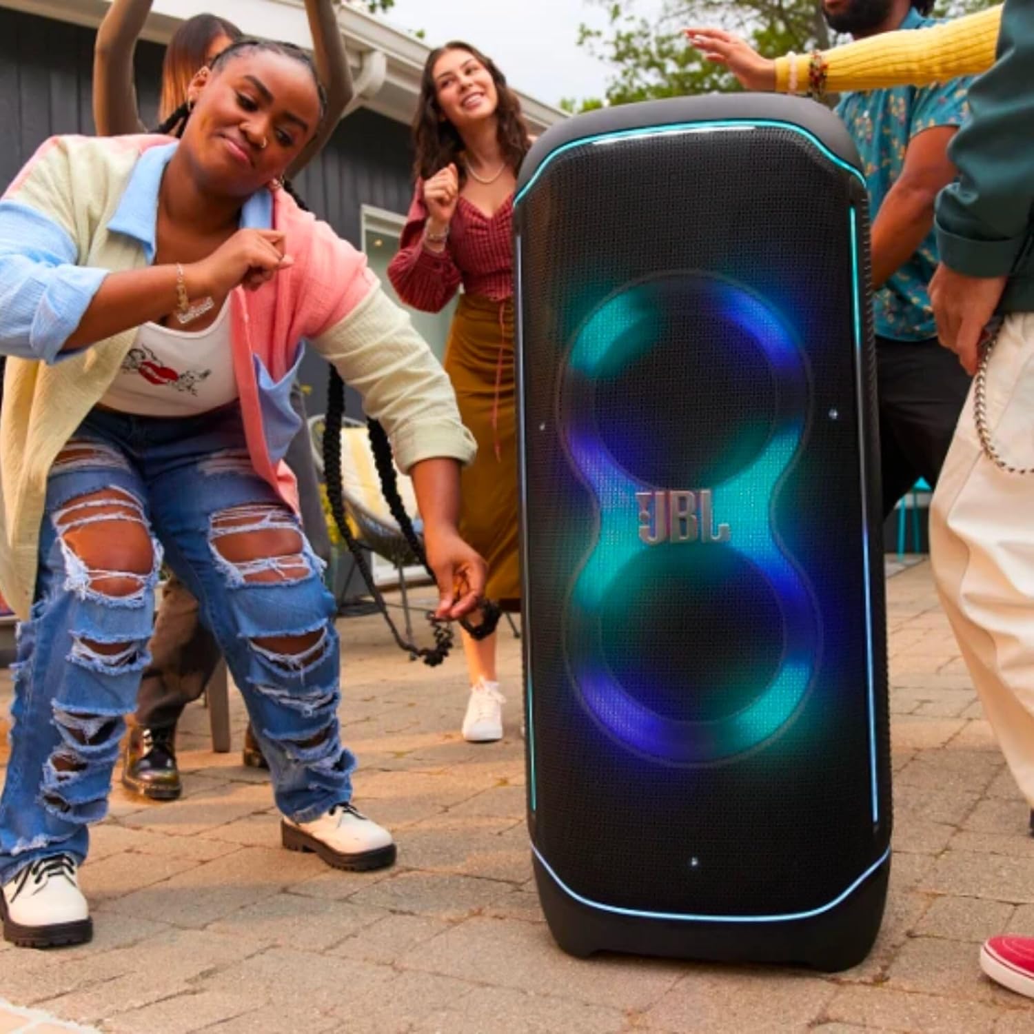 JBL PartyBox Ultimate Bocina Efecto Luz LED, Bluetooth, 1100 W de Potencia, Resistente al Agua IPX4 - Negro