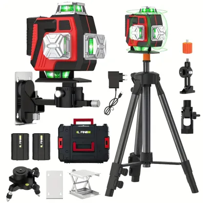 📐🎁Nivel Láser Alloyman 4D 16 Líneas Verdes, Autonivelante 4x360°, Incluye Trípode y 2 Baterías de Litio, para Azulejos, Colgar Cuadros y Reformas de Interiores, Excelente Regalo para Navidad y Año Nuevo