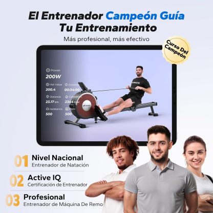 🏋️ MERACH Máquina de Remo, Remadora con Resistencia Magnética, App Propia, Equipo de Ejercicio para Entrenamiento de Cuerpo Completo en Casa