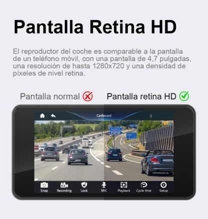 Pantalla CarPlay para motocicleta, CarPlay inalámbrico para Apple y Android Auto, pantalla táctil impermeable de 4,7 pulgadas