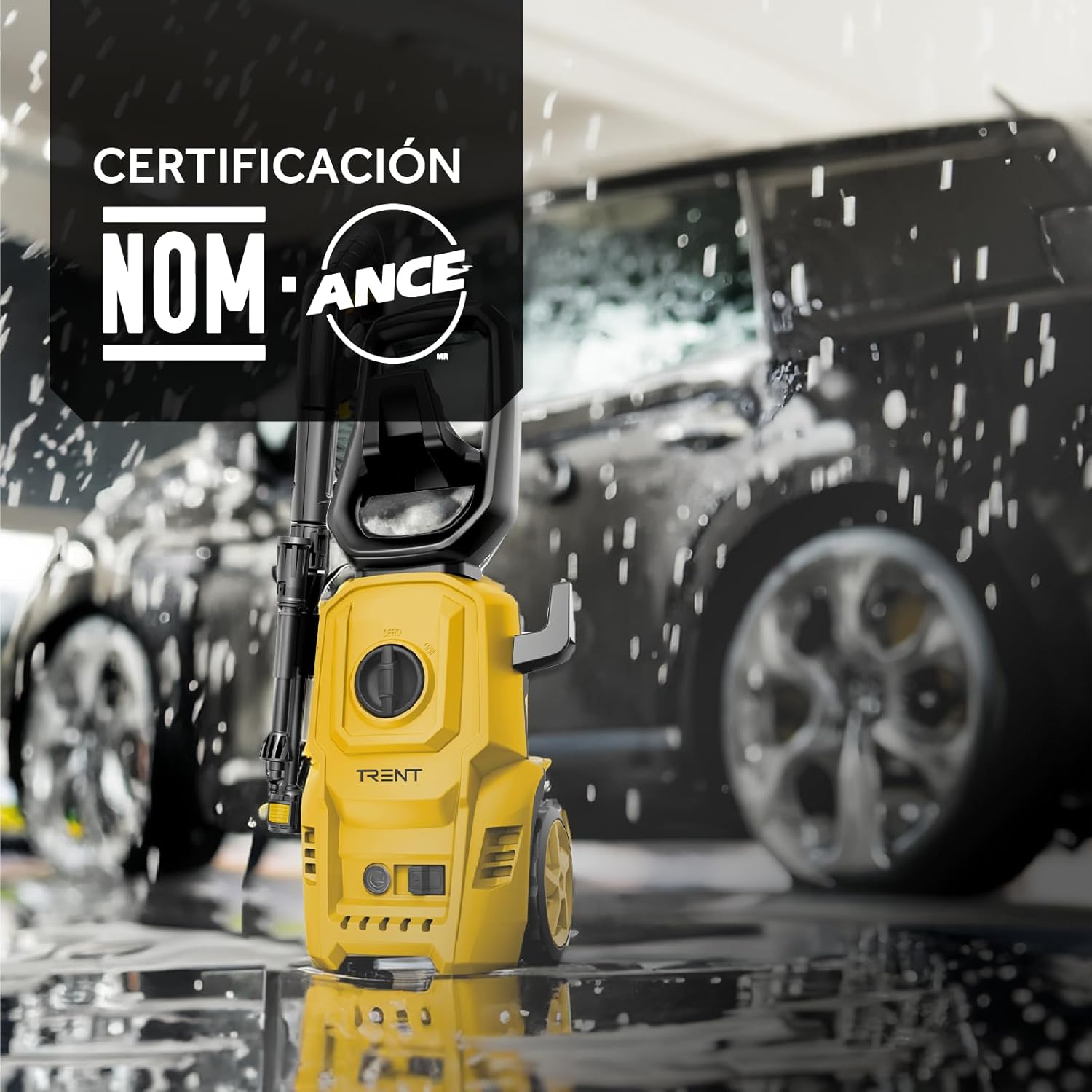 TRENT Hidrolavadora Electrica 1400w Alta Presion 1600 PSI 60 Hz Negro Y Amarillo