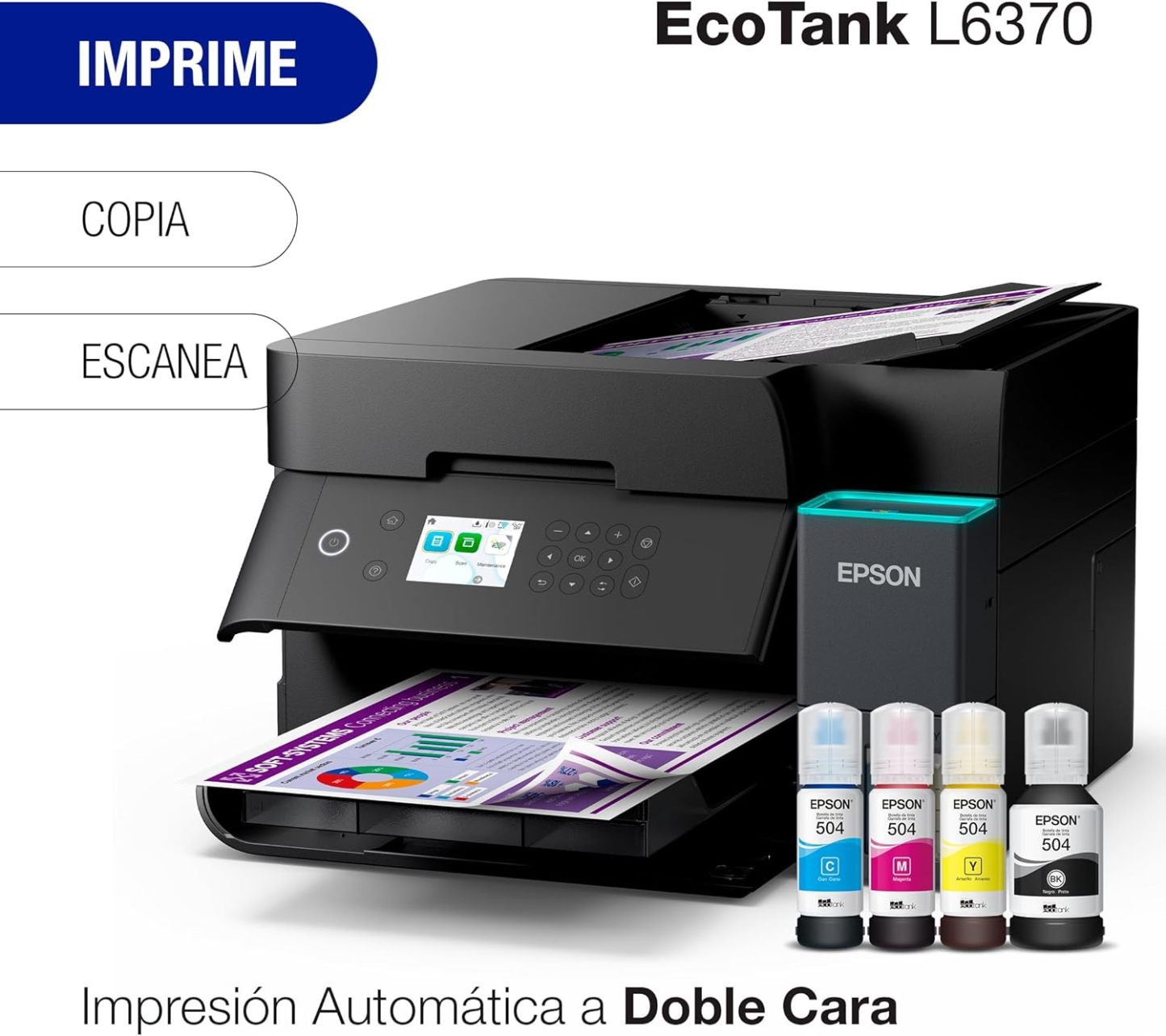 Epson Impresora Multifuncional a Color Inalámbrica con Sistema de Tanque de Tinta EcoTank L6370