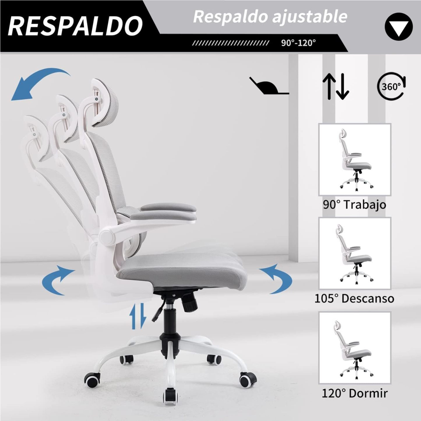 HOMEMAKE FURNITURE Silla Oficina ergonómica de Respaldo Alto con Soporte Lumbar Ajustable Altura reclinable descansabrazos Ajustables Silla Gamer sillas para Escritorio Silla ergonomica Rosa