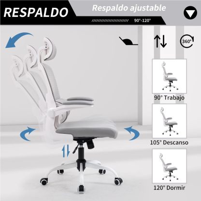 HOMEMAKE FURNITURE Silla Oficina ergonómica de Respaldo Alto con Soporte Lumbar Ajustable Altura reclinable descansabrazos Ajustables Silla Gamer sillas para Escritorio Silla ergonomica Rosa