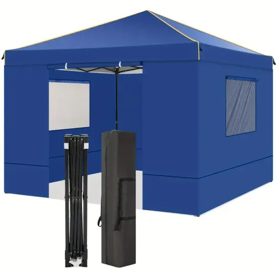 Tooluck 10x10 Carpa Gazebo con Ventanas de Malla 2.0, Carpa Plegable 10x10, Carpa Portátil Impermeable para Exteriores con 4 Paredes Laterales Desmontables, Bolsa de Transporte, 4 Estacas y Cuerdas