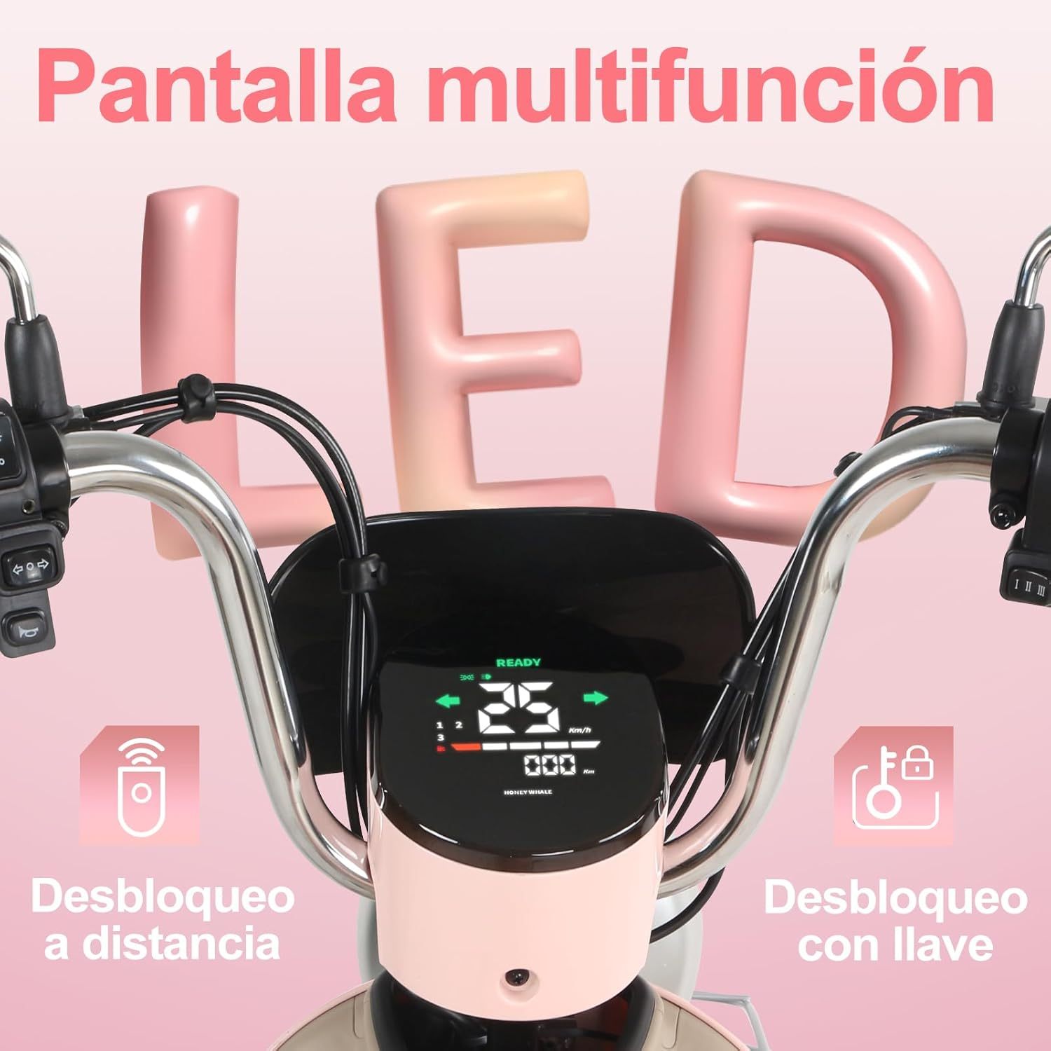 HONEYWHALE UNA Bicicleta Electrica para Adultos, Moto Electrica con Alarma, Potencia Motor MAX 800W, Velocidad MAX 45KM/H, Autonomía 60KM, Bateria 20AH de Gran Capacidad