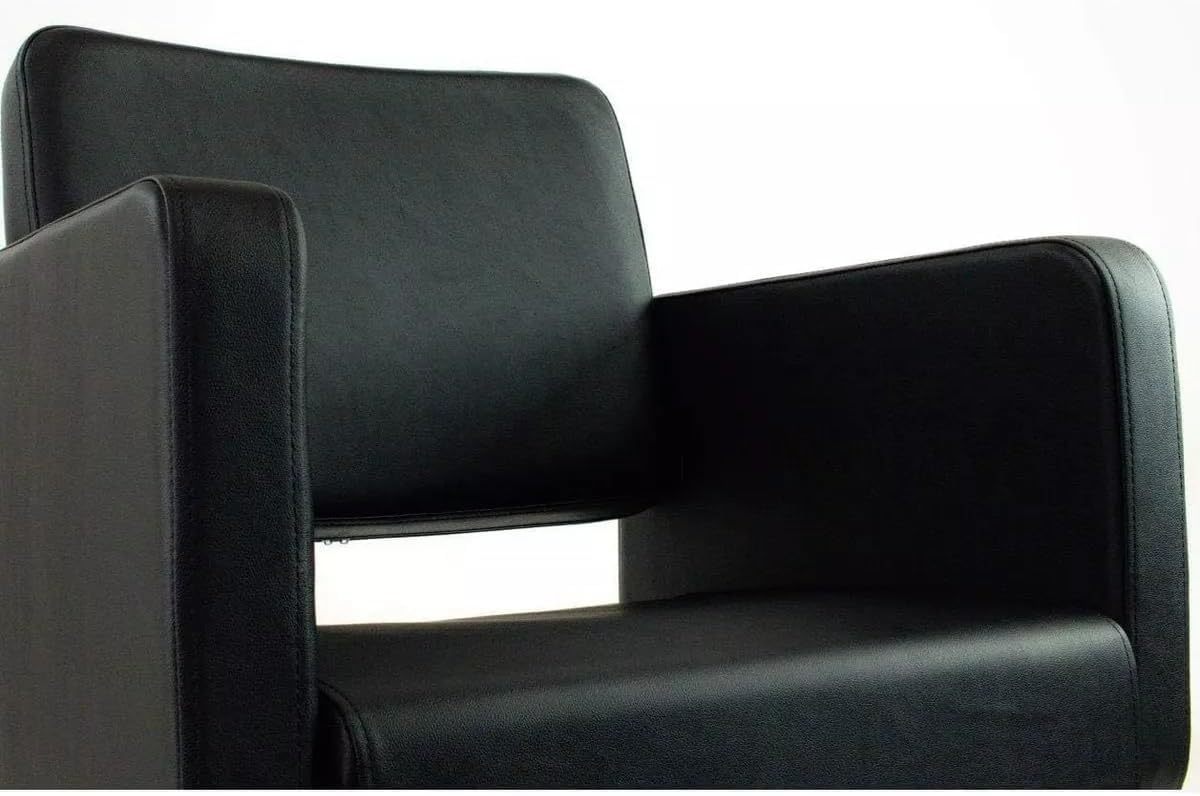 CUORY Silla Barberia Sillon de Barberia Estética Estilista Peluquería | Barber Silla Hidraulico Salón de Belleza Cómodo Asiento Giratorio | Altura Ajustable | Redonda Base Cromada | Negro