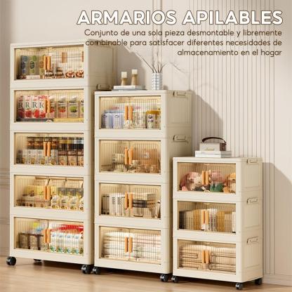 Closet Mueble Armarios Organizador Plegable Ruedas Marrón Claro 65*36*159 cm（Diferentes tamaños disponibles）
