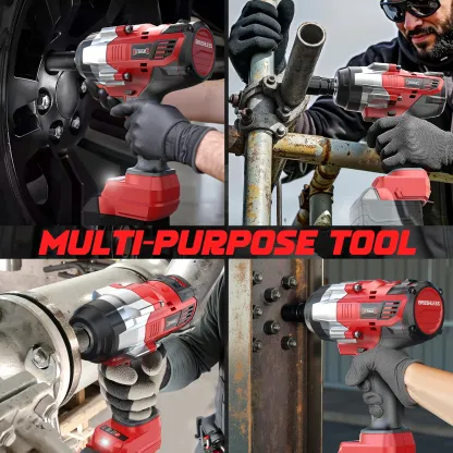 Llave de impacto inalámbrica de 1700 ft-lbs (2300 N·m) y 1/2", compatible con baterías Milwaukee de 18 V; pistola de impacto sin escobillas con 4 modos y luz LED, ideal para automóviles y camiones.