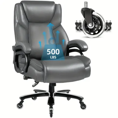Silla de Oficina Ergonómica de Tamaño Grande 500lbs de Alta Resistencia - Asiento Ejecutivo de Respaldo Alto con Soporte Lumbar, Ruedas de Goma Silenciosas y Diseño Alto y Ancho para Alivio del Dolor de Espalda Baja