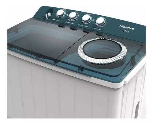Lavadora Hisense Doble Tina 26 Kg Semiautomática Storm Wash Color Blanco