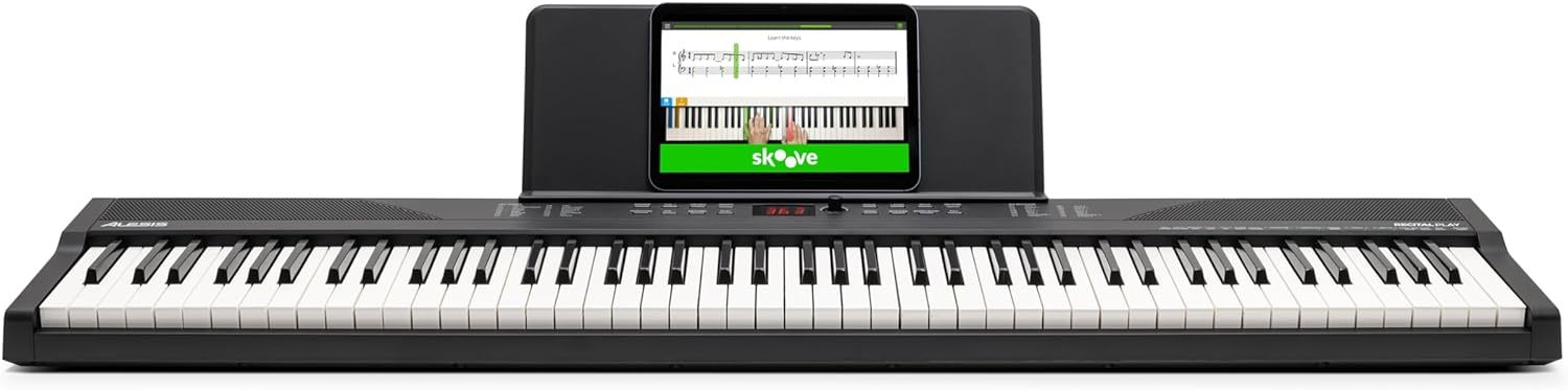 Alesis Melody 61 - Piano eléctrico con 61 teclas, Teclado Musical con altavoces, audífonos, micrófono, soporte para piano, atril y taburete