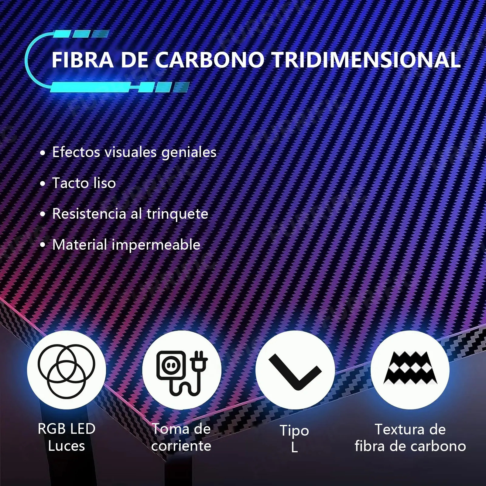 Furrific®escritorio Gamer En L Con Luz Led Y Regleta Enchufe
