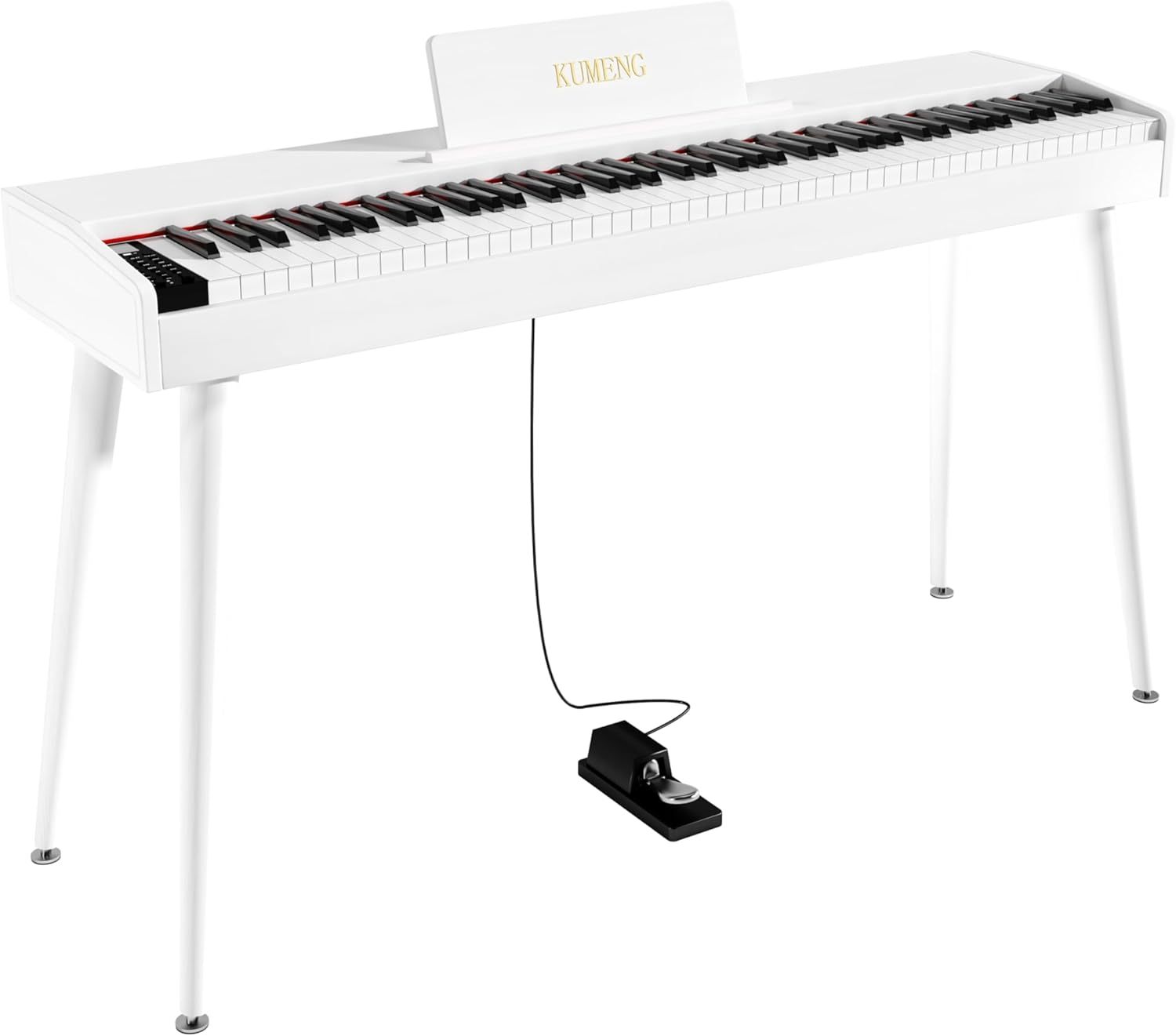 Teclado digital para piano de 88 teclas semiponderado, piano eléctrico de tamaño completo para principiantes, con soporte de partitura, pedal, adaptador de corriente, modo de auriculares,
