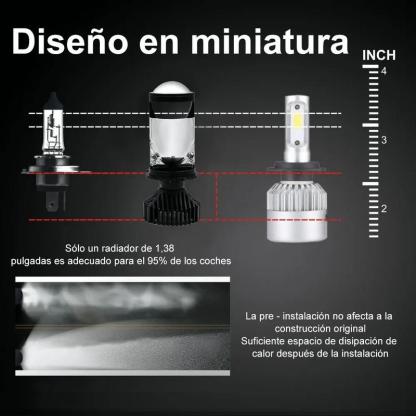 【Superbrillo】Proyector láser H4 HyperFocus Alto/Bajo 22000LM Kit PhenlesEye- Luz blanca 6500K, IP68, Canbus