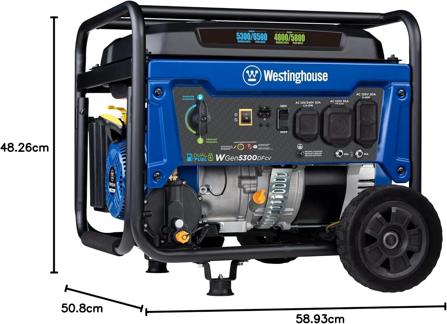 Generador Inversor Efurden de 4400 Vatios, Generador de Bastidor Abierto a Gasolina, Respaldo de Emergencia para el Hogar, Listo para RV (Salida de 30 A)