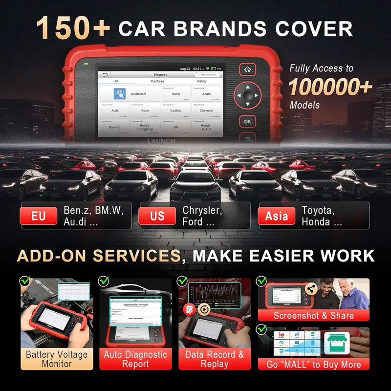 🔧 Escáner Automotriz Profesional, Herramienta de Diagnóstico Vehicular, Reinicio Aceite/SAS/Acelerador, Diagnóstico Motor‑ABS‑SRS‑Transmisión, AutoVIN, Lector Códigos Error, Prueba de Batería y Actualizaciones Gratuitas