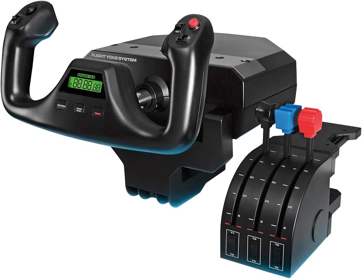 Logitech G PRO - Sistema de yugo de vuelo profesional, cuadrante de simulación y acelerador, 3 modos, 75 controles programables, perillas configurables, eje de acero, USB, PC, color negro