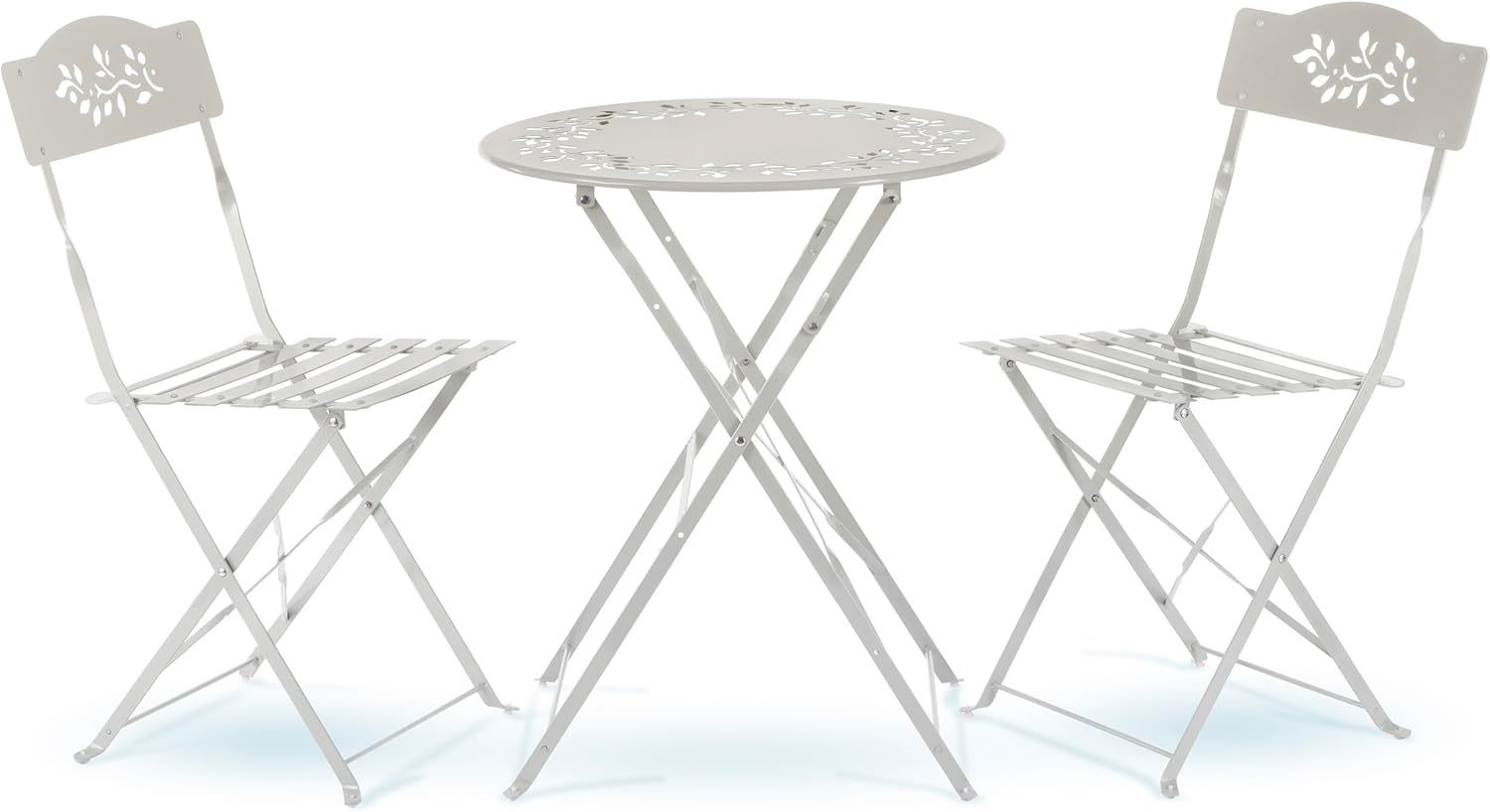 Alpine Corporation Juego de Bistró de 3 Piezas para Interiores/Exteriores con Mesa y Sillas Plegables, Asientos de Patio, Blanco