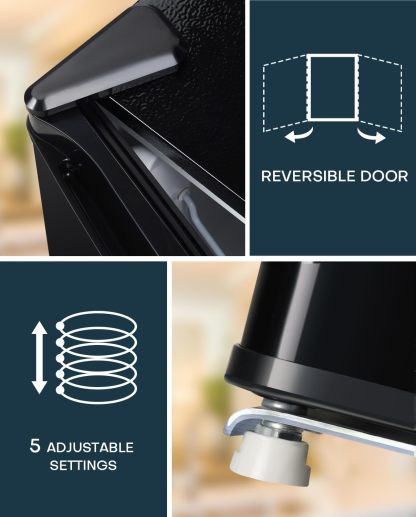 Upstreman Mini refrigerador con congelador de 1.7 pies cúbicos, termostato ajustable, ahorro de energía, bajo ruido, refrigerador compacto de una sola puerta para recámara, oficina, recámara, negro-FR17