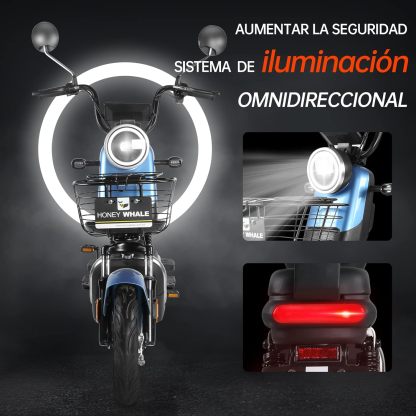 HONEYWHALE U3s Bicicleta Electrica para Adultos, Bicimoto Eléctrica con Alarma, Máxima del Motor 650W, Velocidad Máxima 31KM/H, Autonomía 55-60KM, Baterías de Gran Capacidad de 20AH, Dos Asientos